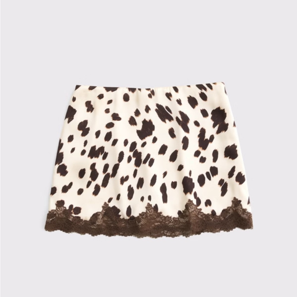 NWT Abercrombie Pony Print High Rise Lace & Satin Mini Skort